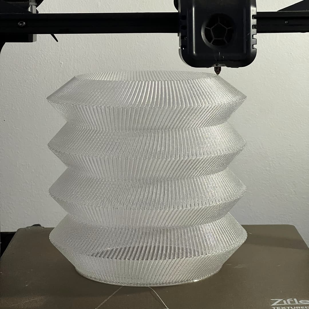 A lampshade being printed